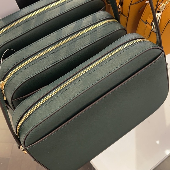 Michael Kors Jet Set Item Large East West Zip Chain Racing Green Crossbody Bag - Picture 7 of 11